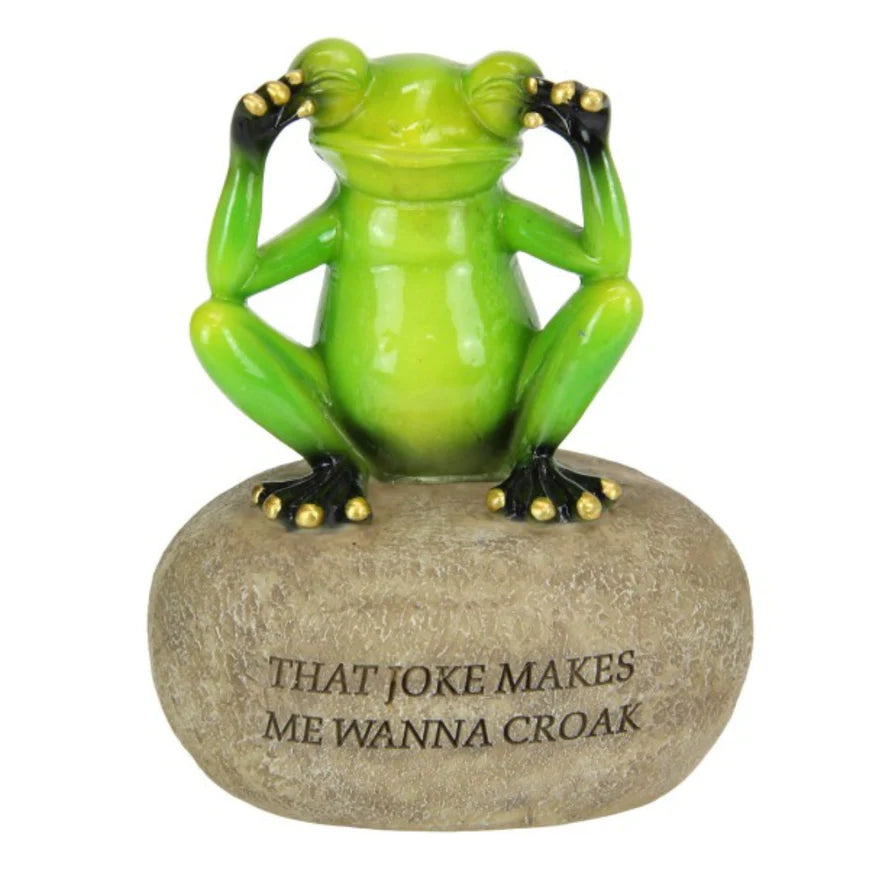 12CM FROG ON ROCK WITH FUNNY QUOTE