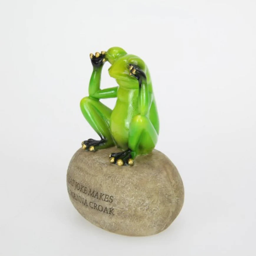 FROG ON ROCK WITH FUNNY QUOTE -12cm