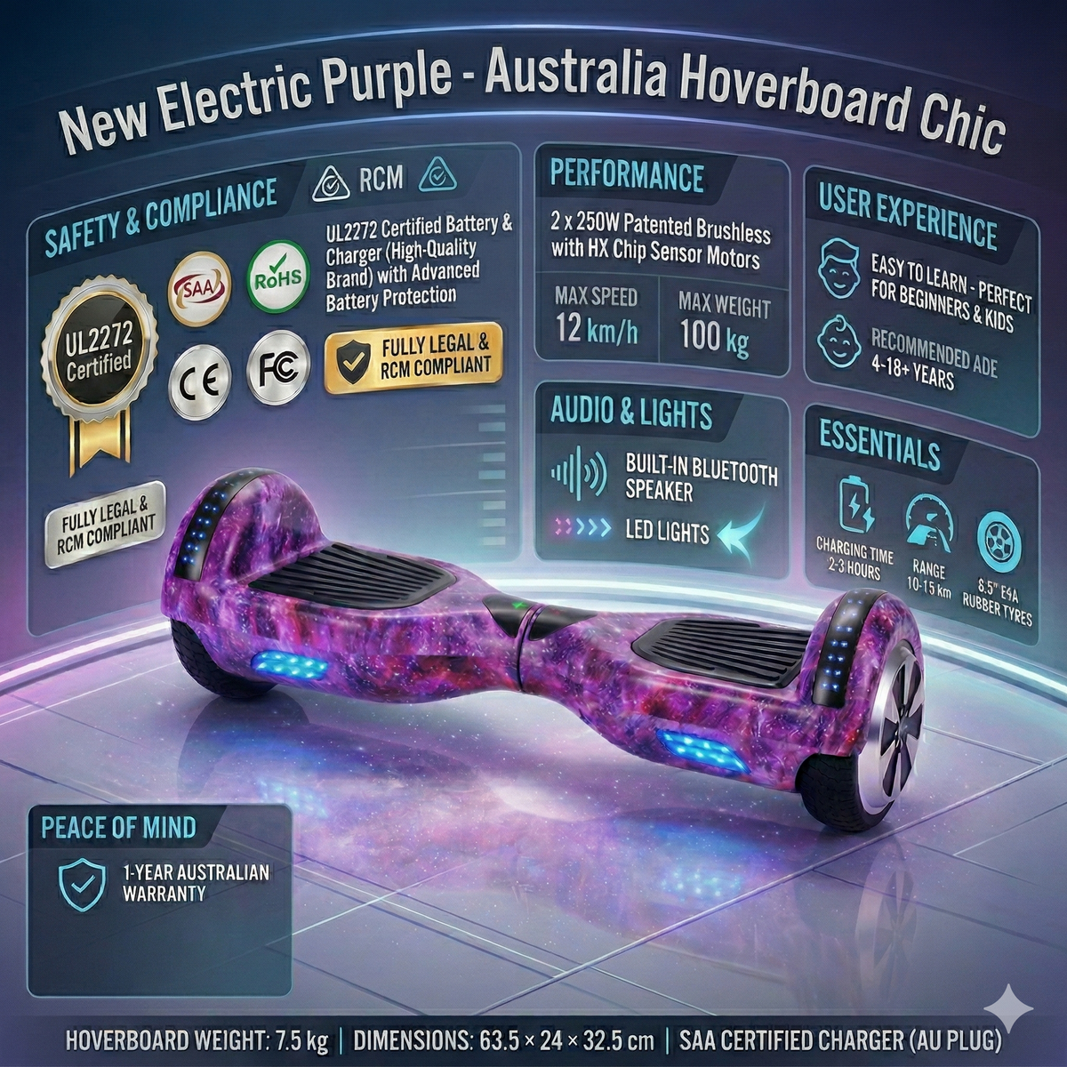 New Electric Purple Self Balancing All Terrain