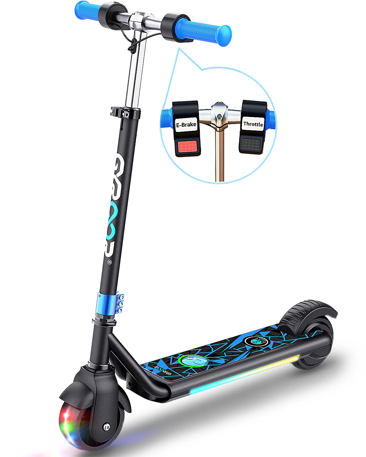 Gyroor ESA Kids Electric Scooter with Bluetooth Music, Lights – Blue