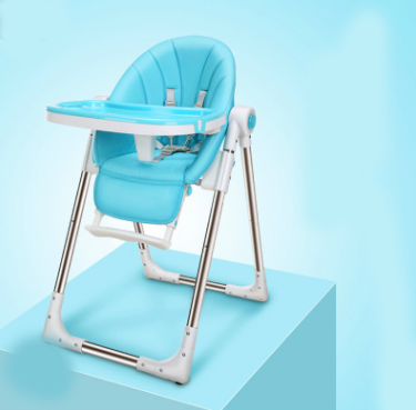 Infant Blue High Chair, comfortable seating for meals.