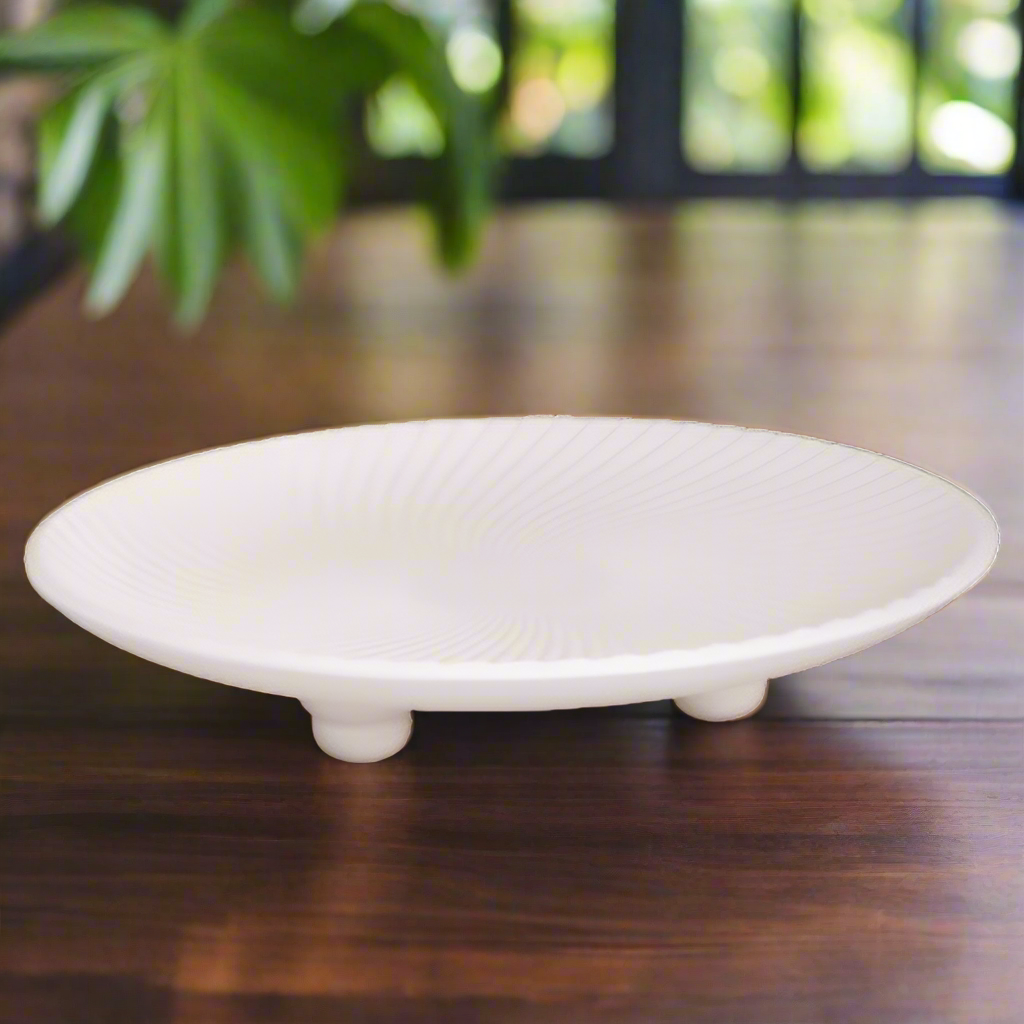 Handcrafted Carved Wooden Tray-WHITE