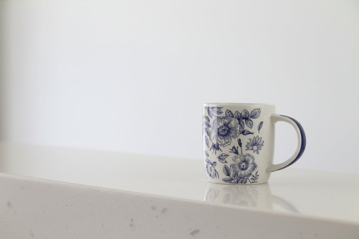 Blue Floral Mug Aesthetic