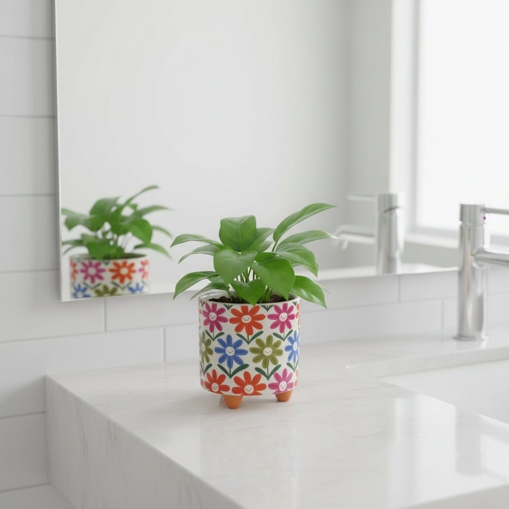 watercolor botanical print ceramic planter