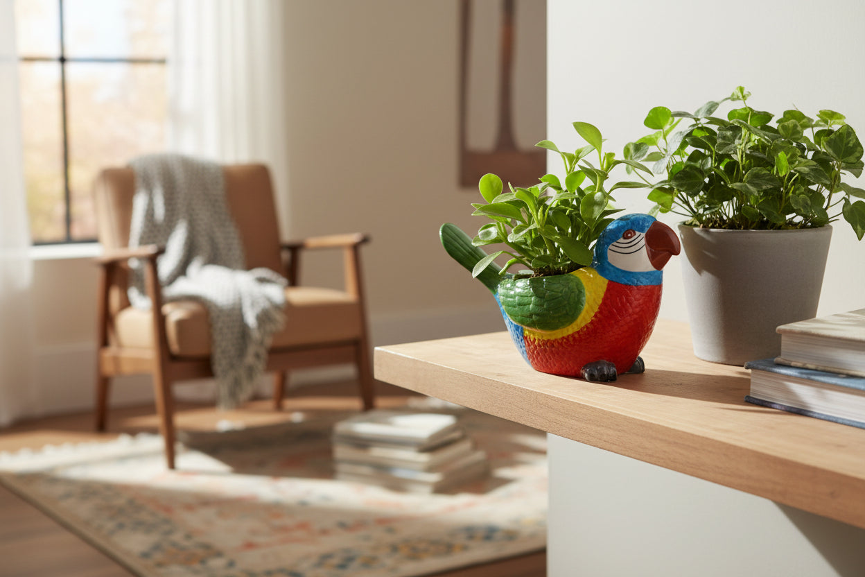 parrot plant pot Quirky Parrot Planter Pot | Tropical Ceramic Bird Plant Pot Australia