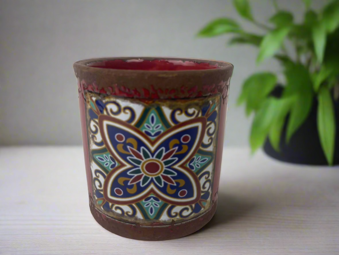 Decorative Moroccan Planter | Small Round Pot 