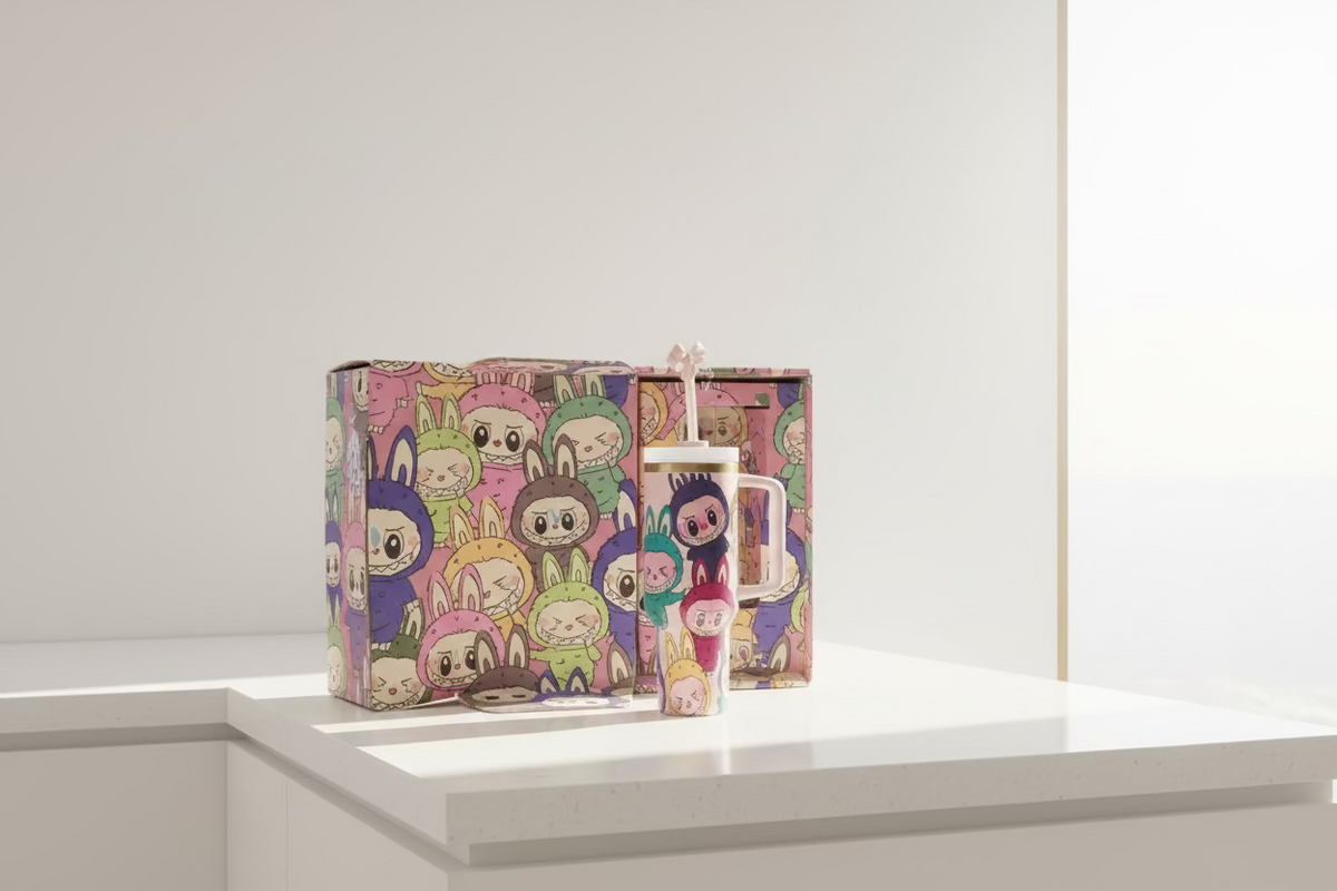 Labubu Quencher H2.0 Tumbler – Labubu Edition 40oz Insulated Stainless Steel Cup with Handle, Straw & Spill-Resistant Lid, Keeps Drinks Hot/Cold