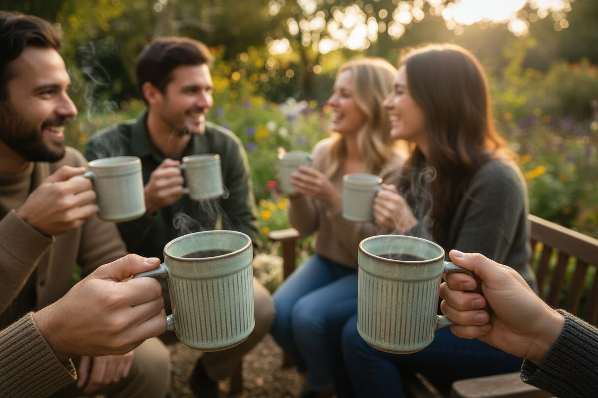 natural base matte finish stoneware cup