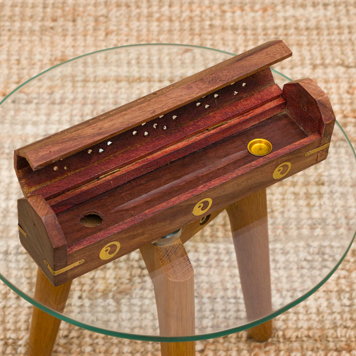 Sun &amp; Moon Wooden Incense Burner Box