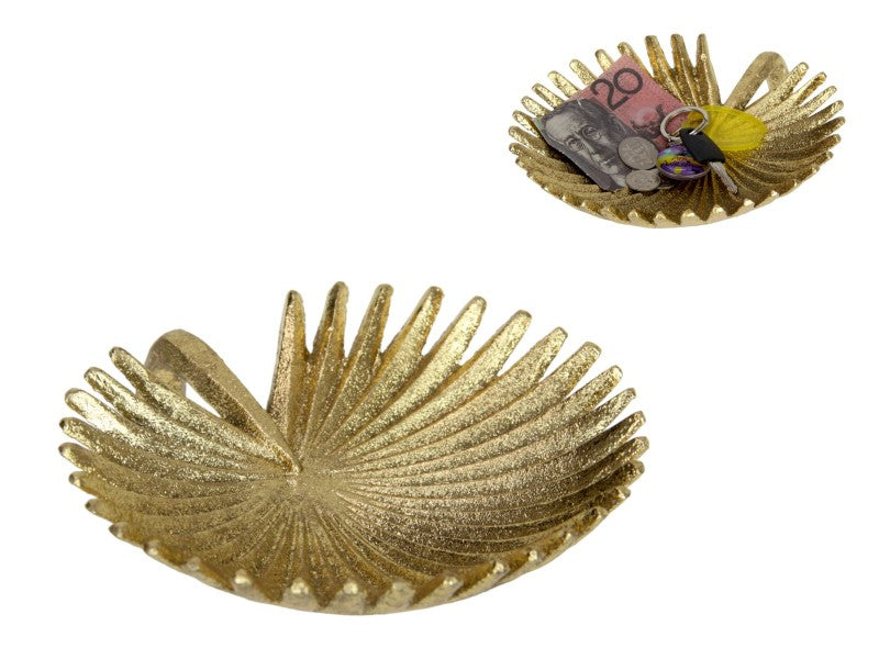 20cm Gold Iron Leaf Decor Bowl