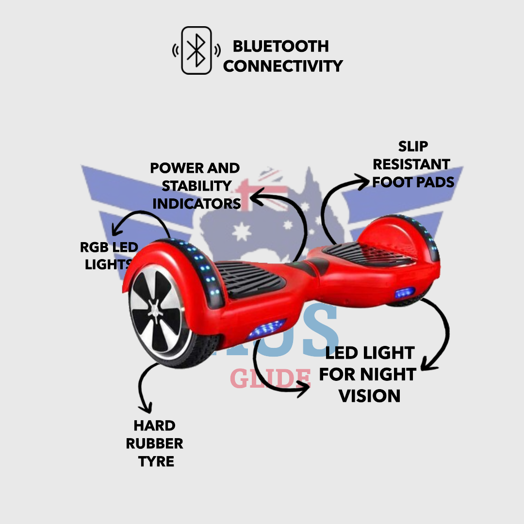 Hoverboard Electric Scooter 6.5 inch - RED + LED lights