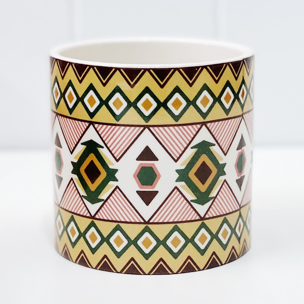 Our gorgeous Large Nyla Pots create a unique style with bold shapes and bright shades of blues, reds and browns - Style D - Drainage hole and plug perfect for indoor and outdoor use - Available in 6 styles Measures: 13.5x13.5x12.cm - Ceramic | Bliss Gifts & Homewares | Unit 8, 259 Princes Hwy Ulladulla | South Coast NSW | Online Retail Gift & Homeware Shopping | 0427795959, 44541523