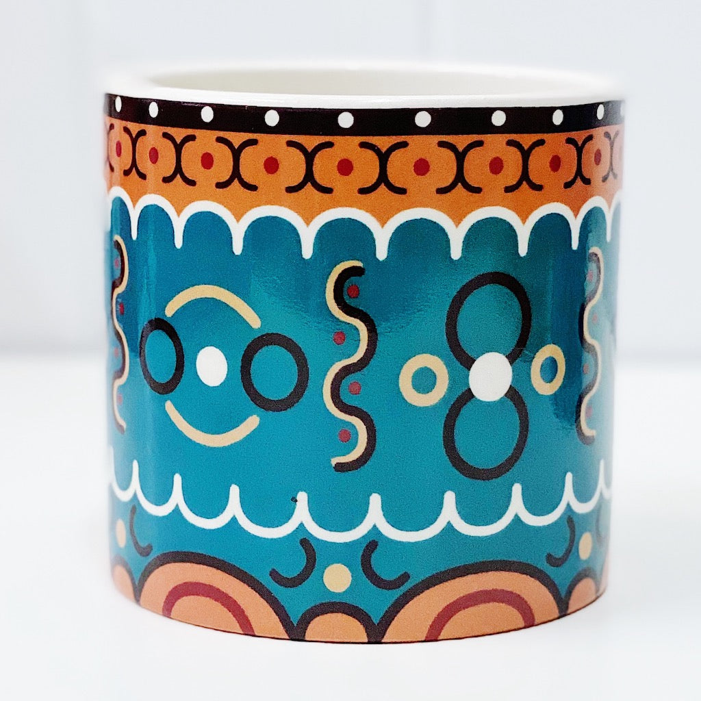 Our gorgeous Large Nyla Pots create a unique style with bold shapes and bright shades of blues, reds and browns - Style C - Drainage hole and plug perfect for indoor and outdoor use - Available in 6 styles Measures: 13.5x13.5x12.cm - Ceramic | Bliss Gifts & Homewares | Unit 8, 259 Princes Hwy Ulladulla | South Coast NSW | Online Retail Gift & Homeware Shopping | 0427795959, 44541523