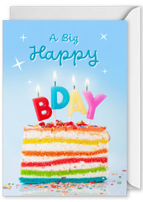 Birthday Card A Big Happy Bday Slice Birthday Cake greeting card with envelope Australia