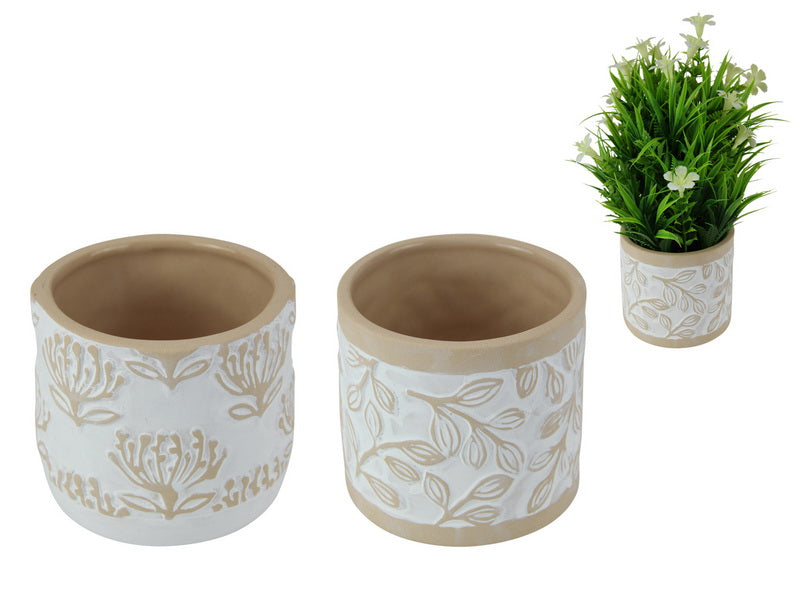 10cm Ceramic Leaf Pot – Natural Tones (2 Assorted)
