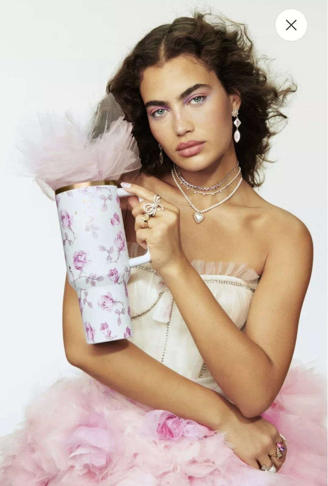 Floral Travel Mug with Handle and Leakproof Lid

