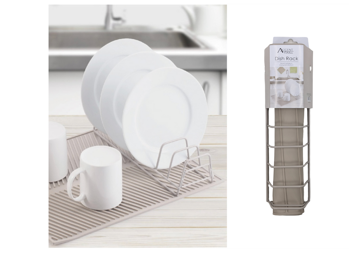 2 PCS SILICONE DISH DRYING RACK 43X33X8CMH
