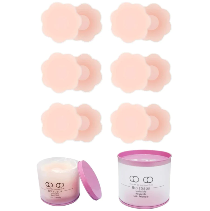 Reusable nipple cover flower and Round shape - 6 set