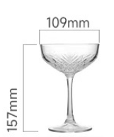 Cocktail glass with dimensions labeled