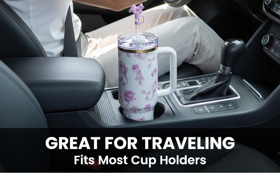 Love Shack 40oz Petal Pink Floral Insulated Tumbler – Stainless Steel Reusable Travel Cup