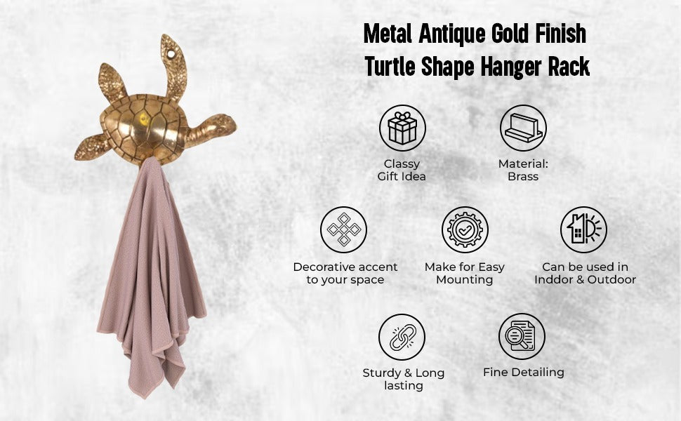 Turtle Brass Wall Hook