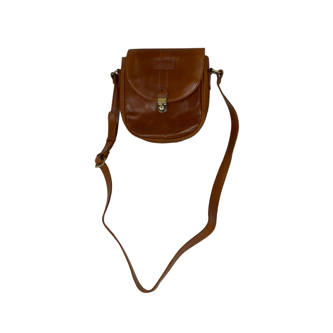 Leather Crossbody Satchel Messenger Shoulder Bag Brown Small