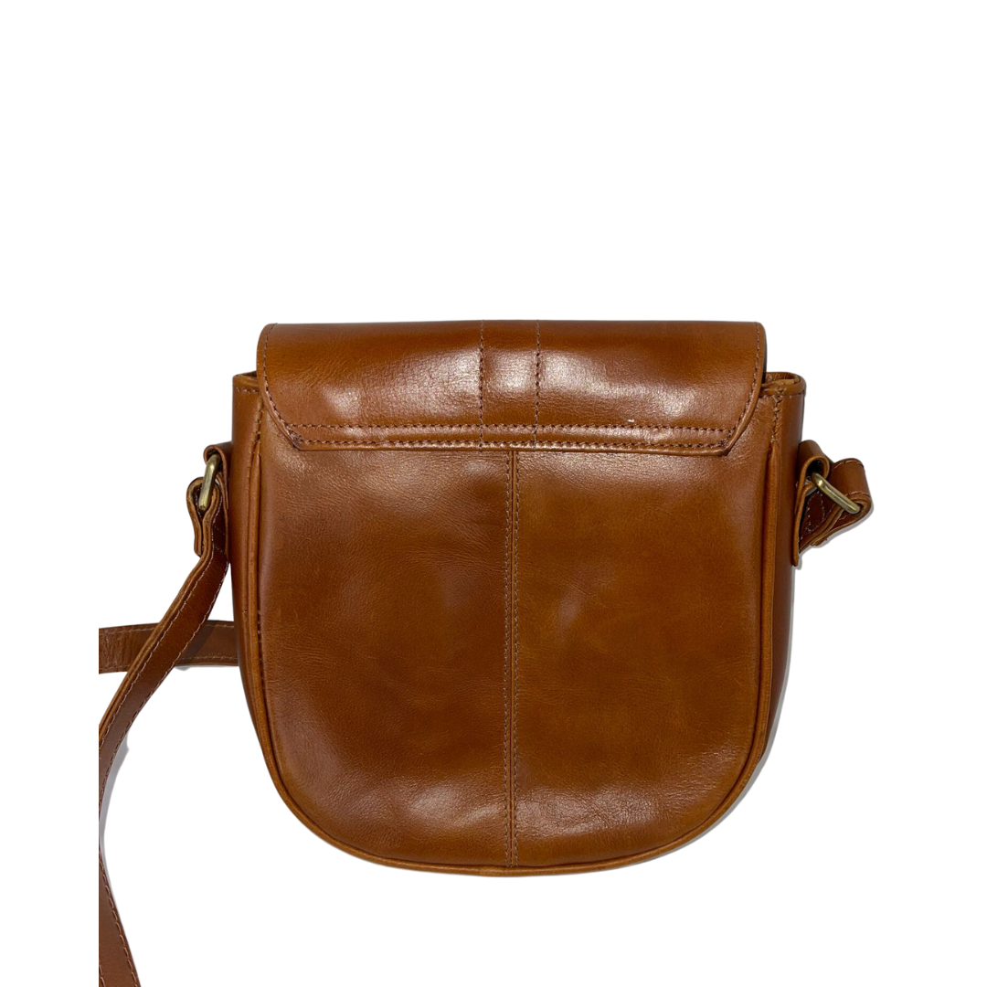 Leather Crossbody Satchel Messenger Shoulder Bag Brown Small