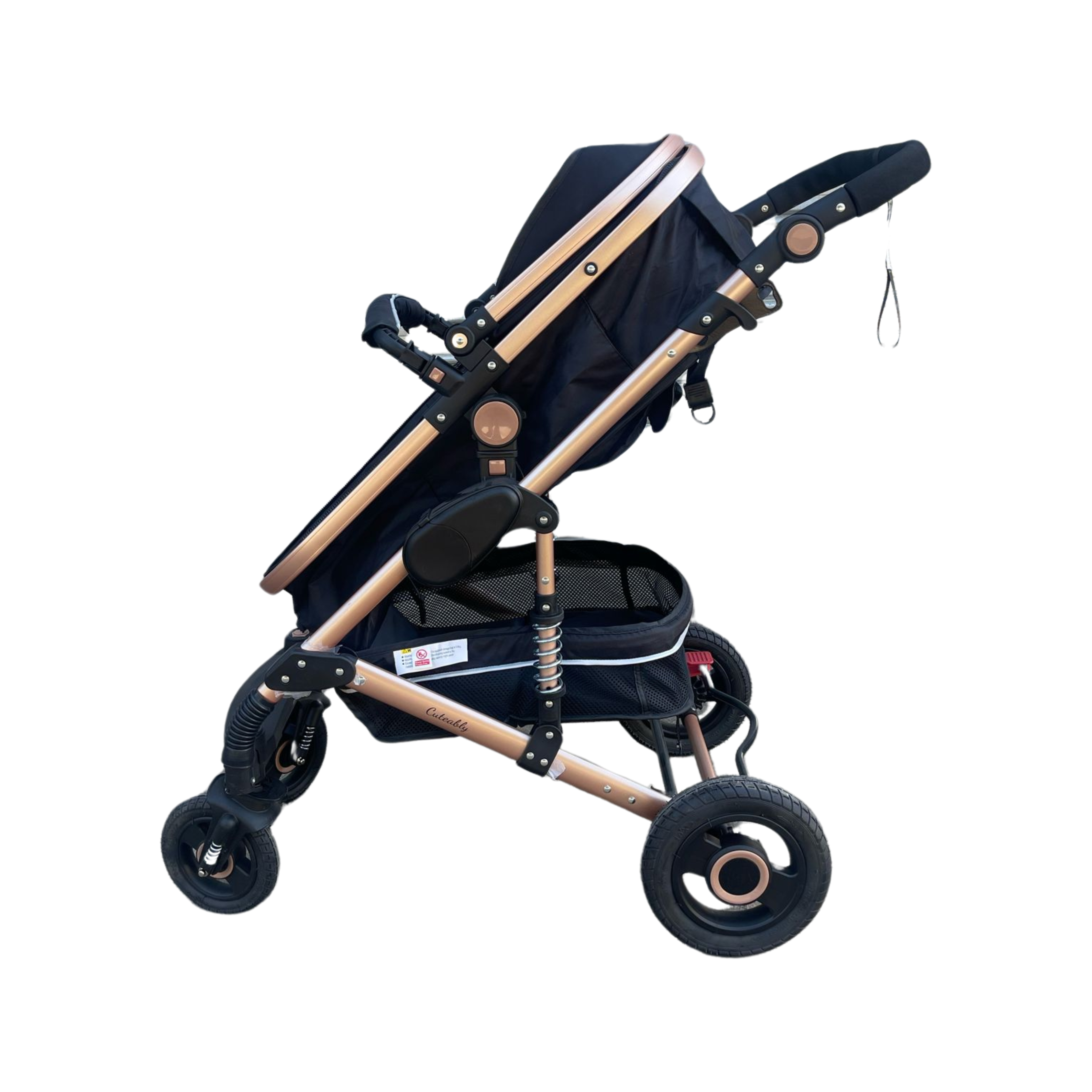 Cuteably Baby Pram 9 in 1 Pram Bassinet with Push Chair Set BLACK BLISS Gifts Homewares