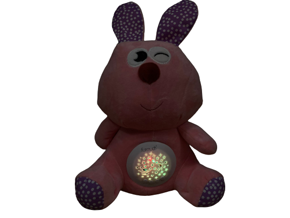 Interactive Plush Bunny Toy with Light and Sound for Babies.