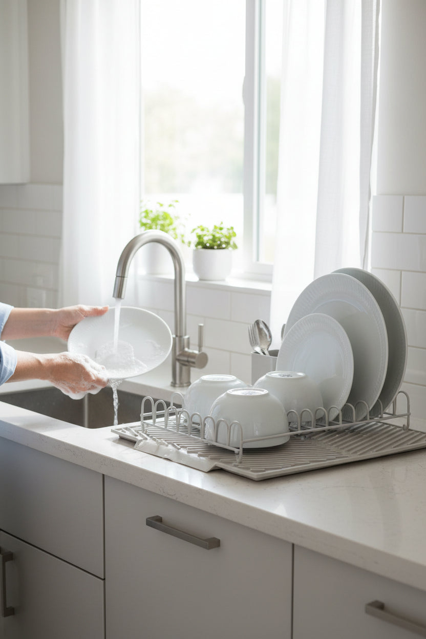 2 PCS SILICONE DISH DRYING RACK 43X33X8CMH
