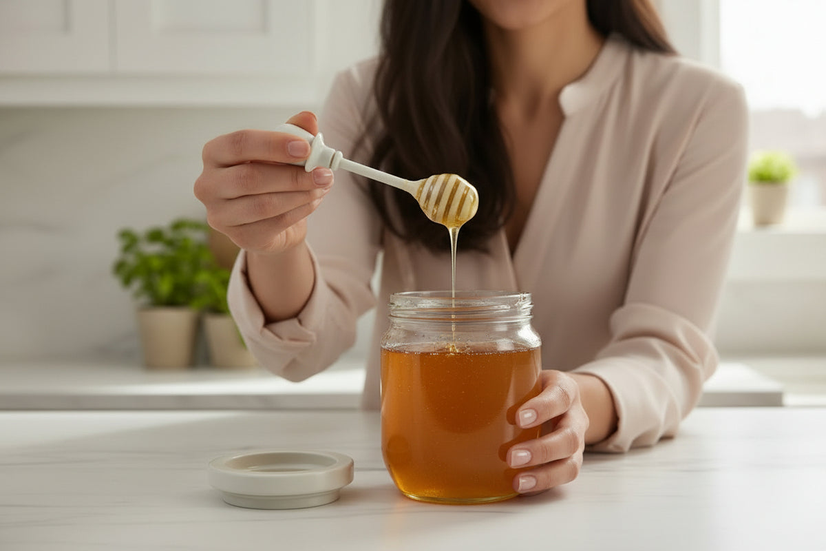 GLASS HONEY DISPENSER