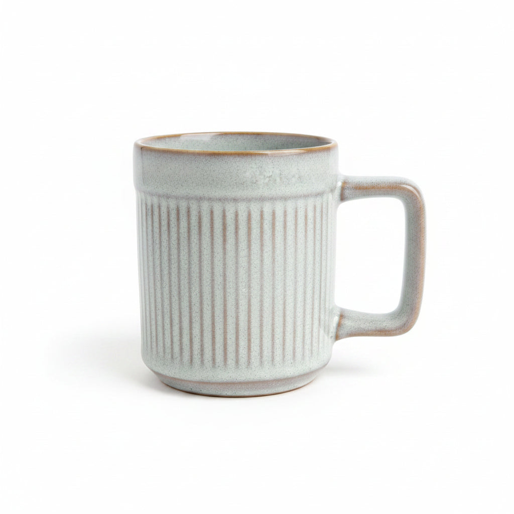 wabi sabi style ceramic mug with handle