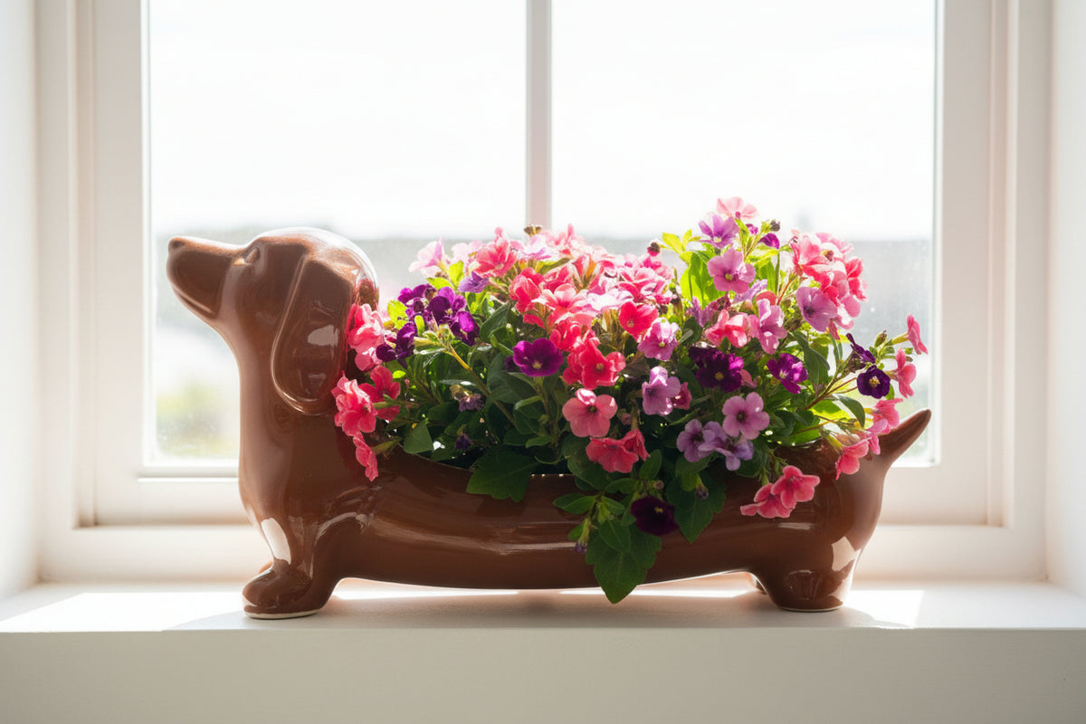 Dachshund Sausage Dog Planter Pot
