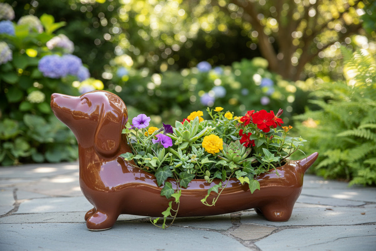 Dachshund Sausage Dog Planter Pot