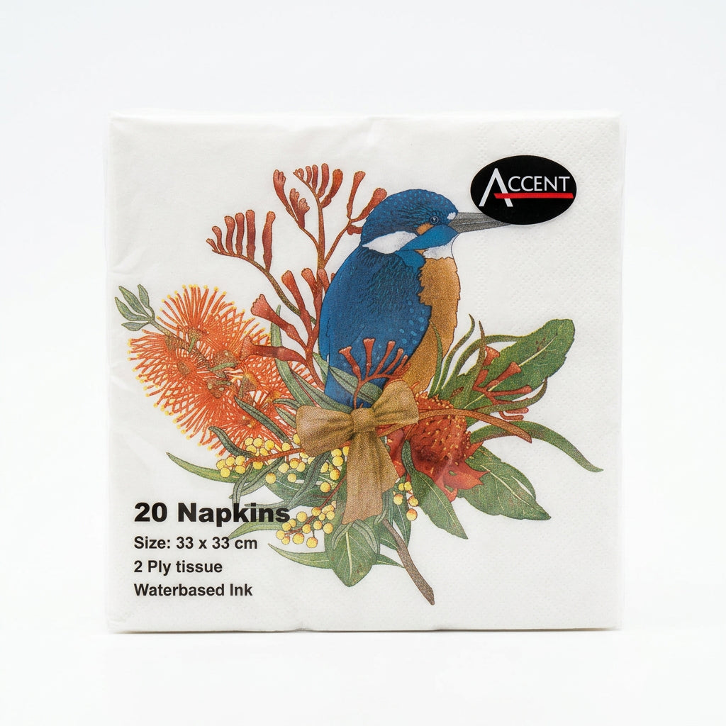 Native Bird Paper Napkins – Pack of 20, 2-Ply, 33 × 33 cm