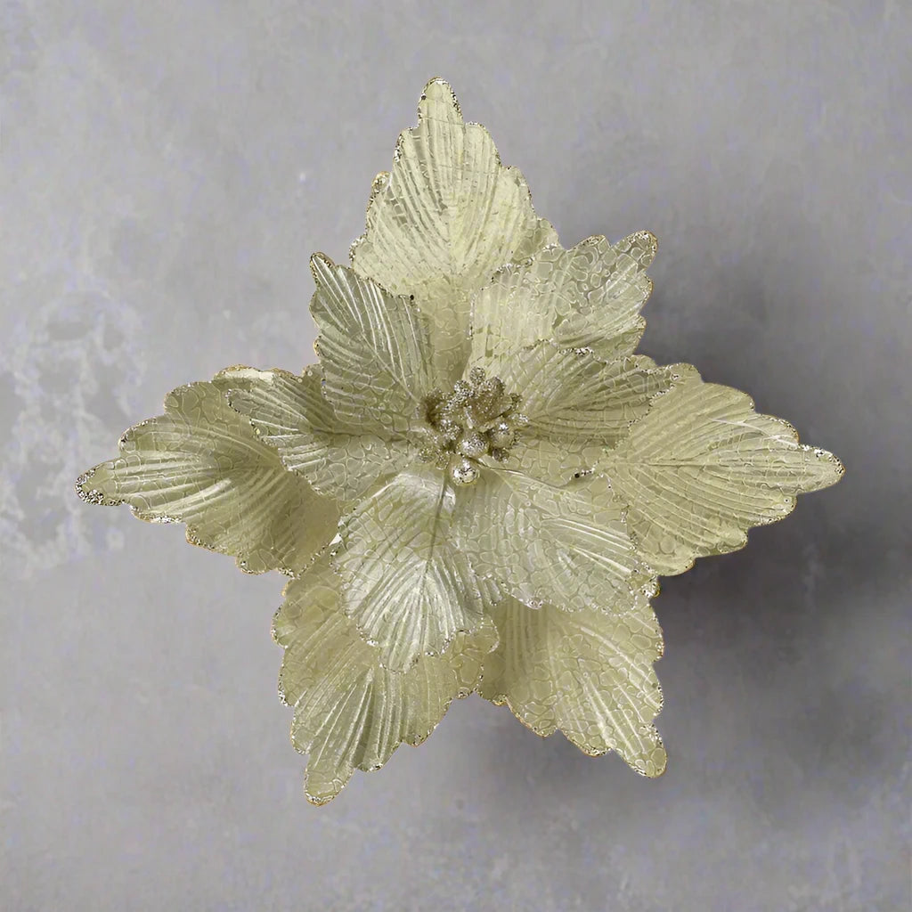 24 Xmas Glam Poinsettia Stem Flower Assort 60cm