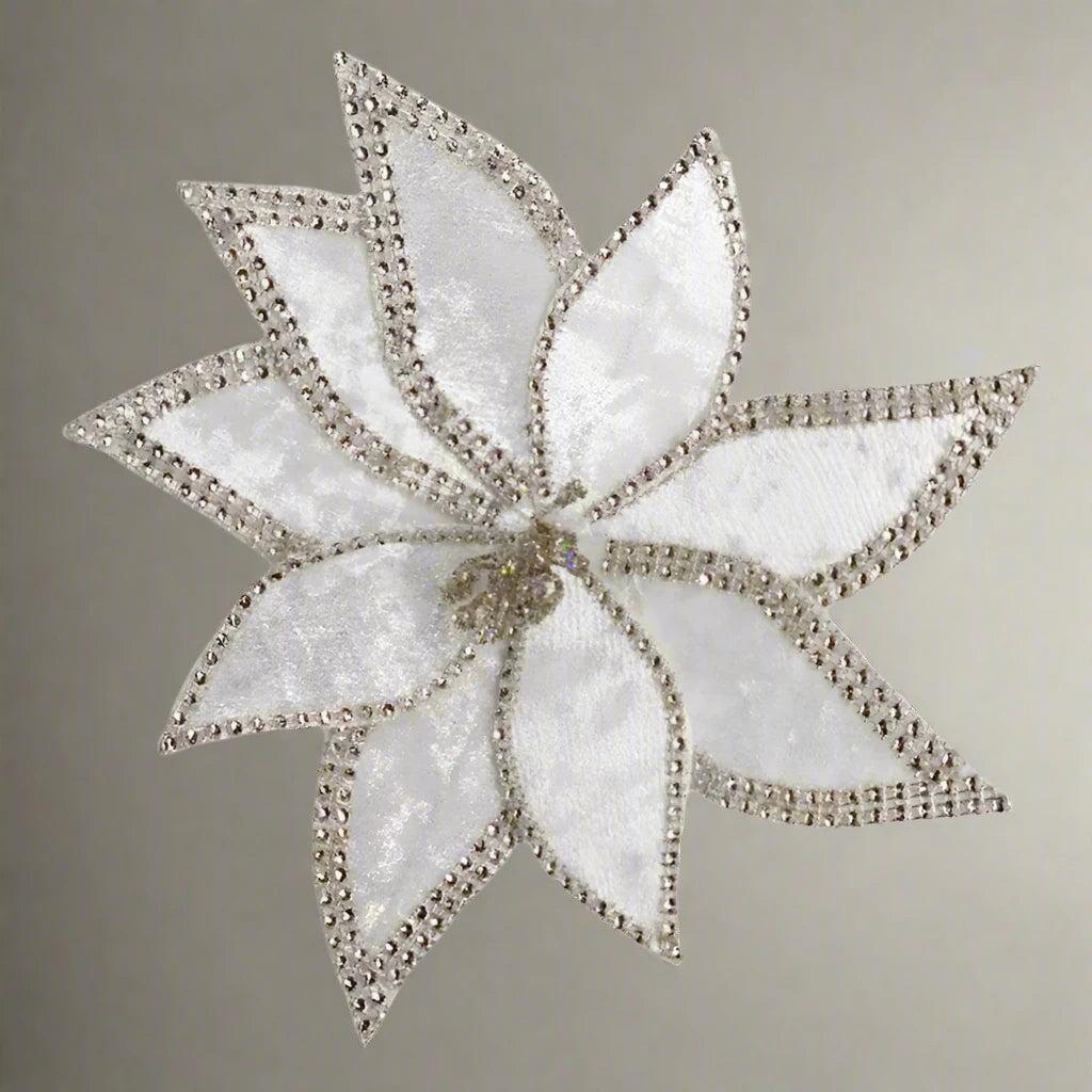 24 Xmas Glam Poinsettia Stem Flower Assort 60cm