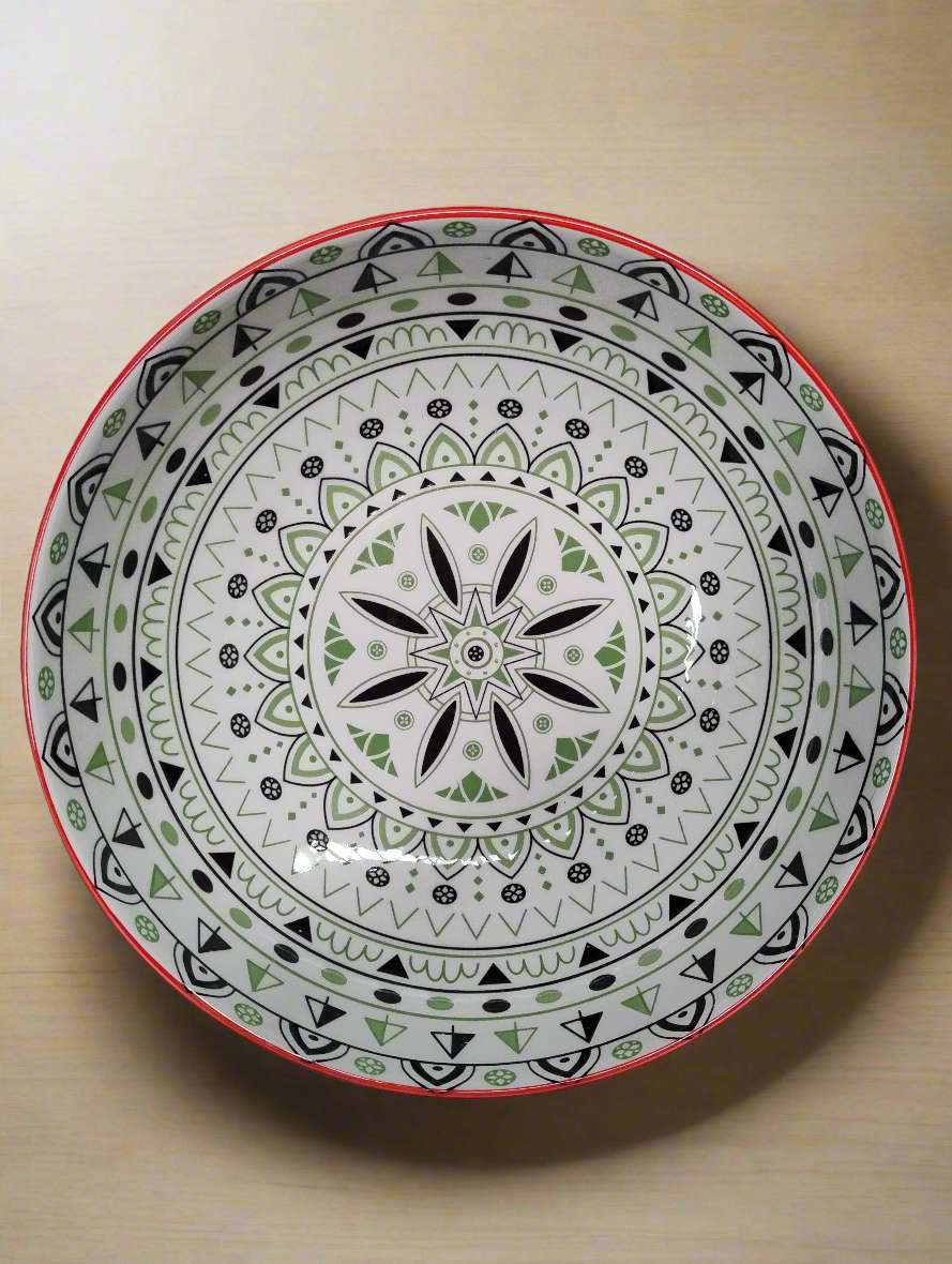 White, Green &amp; Blue Moroccan Style Serving Bowl 