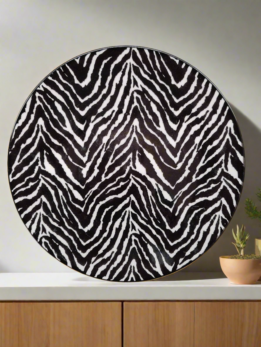 moroccan black white zibra print dinner plates australia