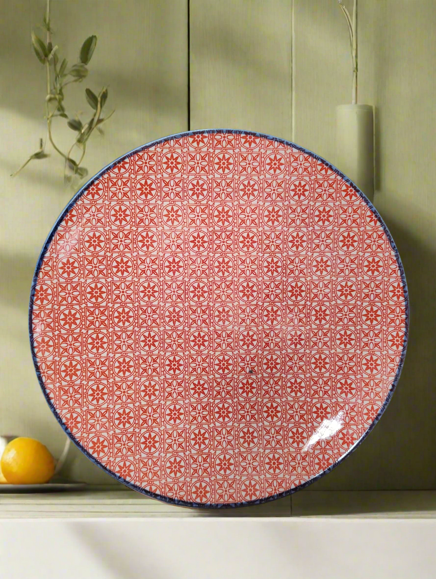 Moroccan red flower Dinner Plates