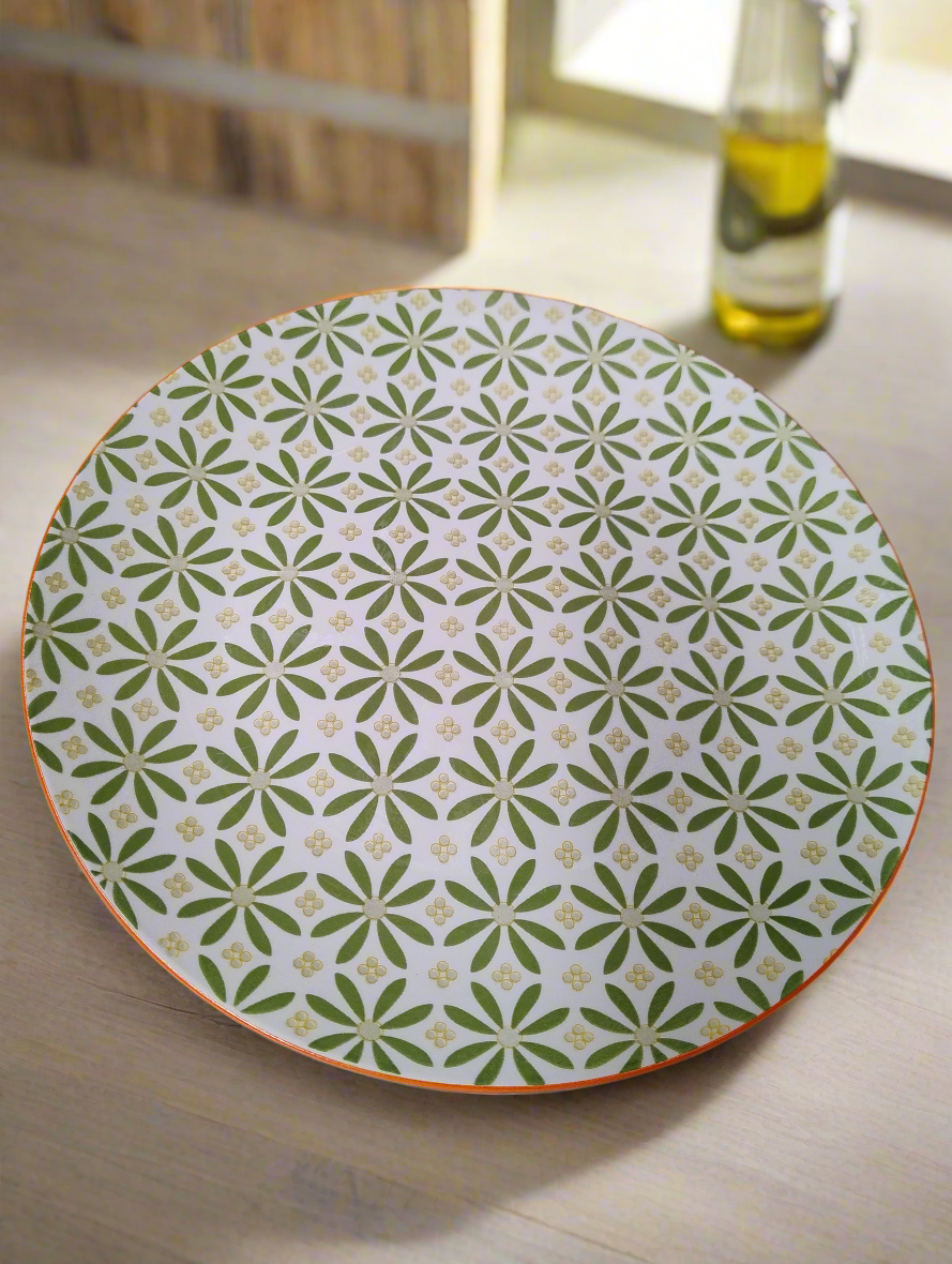 Moroccan Plates Green Flower Dinner Plates