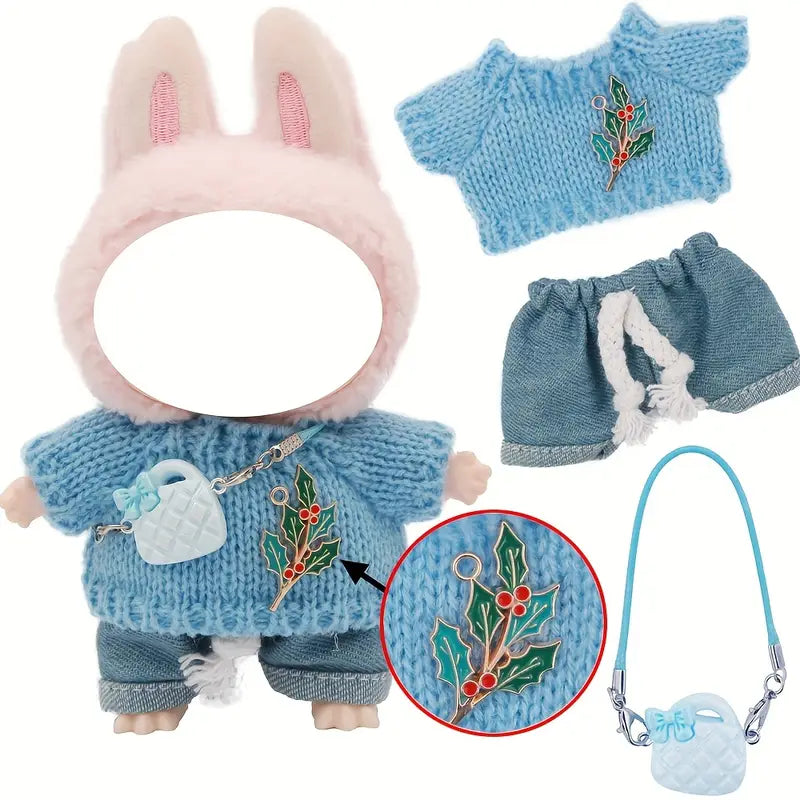 Labubu The Monsters Plush Doll Clothes Set – Overalls, Hat &amp; Camera (No Doll)