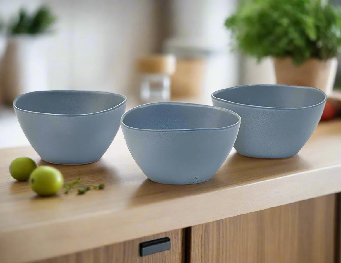 Set of 3 Salt &amp; Pepper 12cm Arcata Bowl - Blue