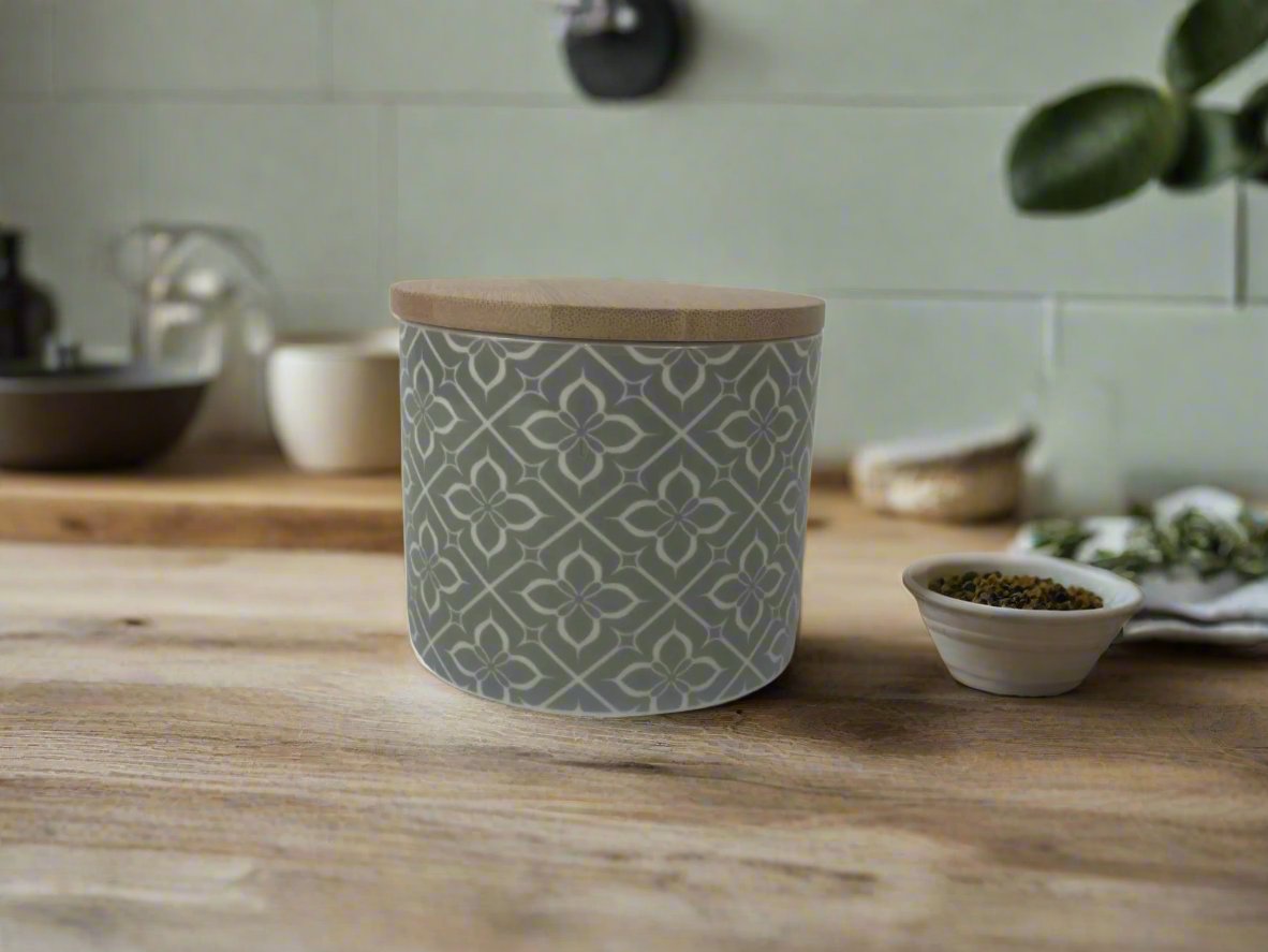 Moroccan Style Ceramic Cannister in Grey