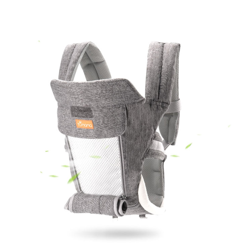 Infant sling backpack, secure baby carrier for travel and home.