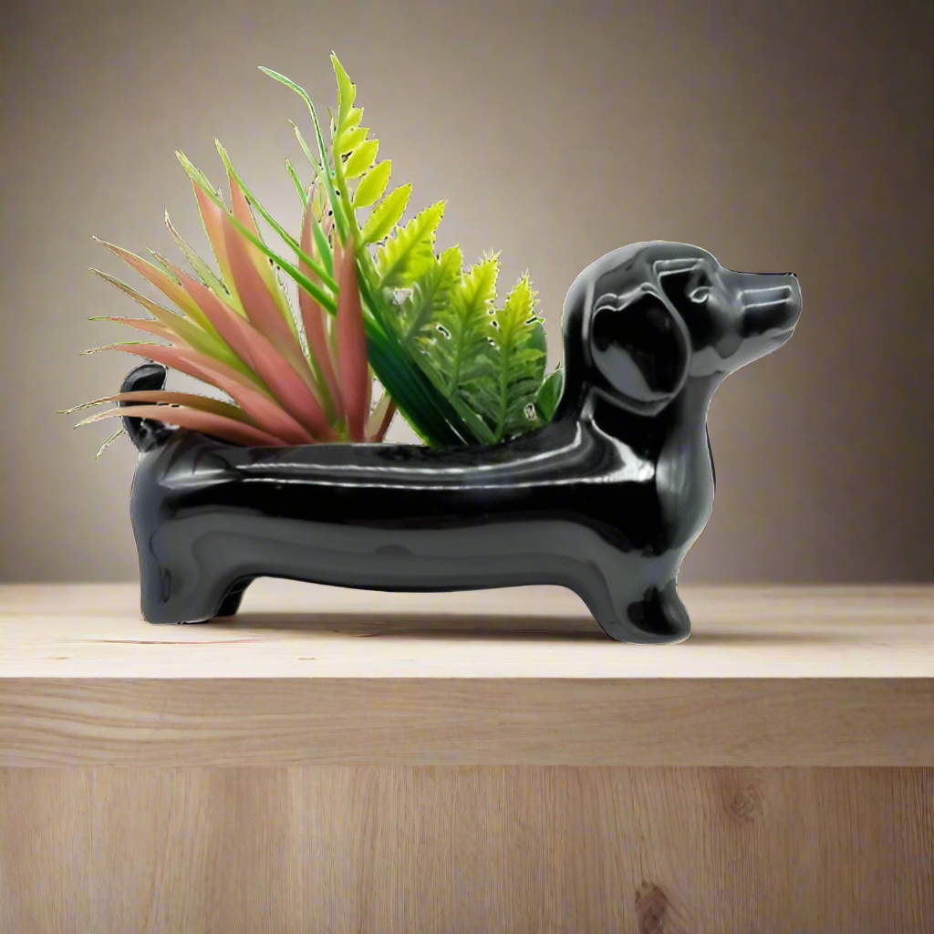Black Brown Dachshund Pot | Animal Planter