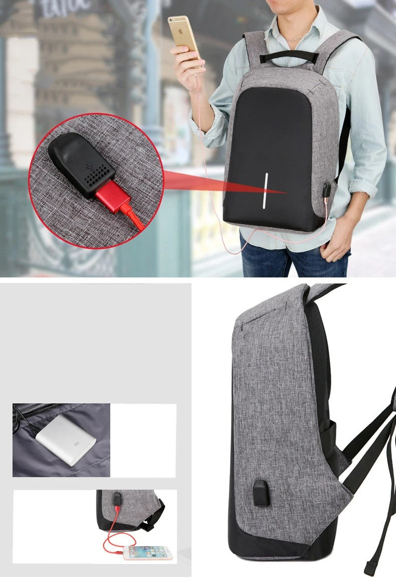 Anti-Theft 18L Grey Laptop Backpack