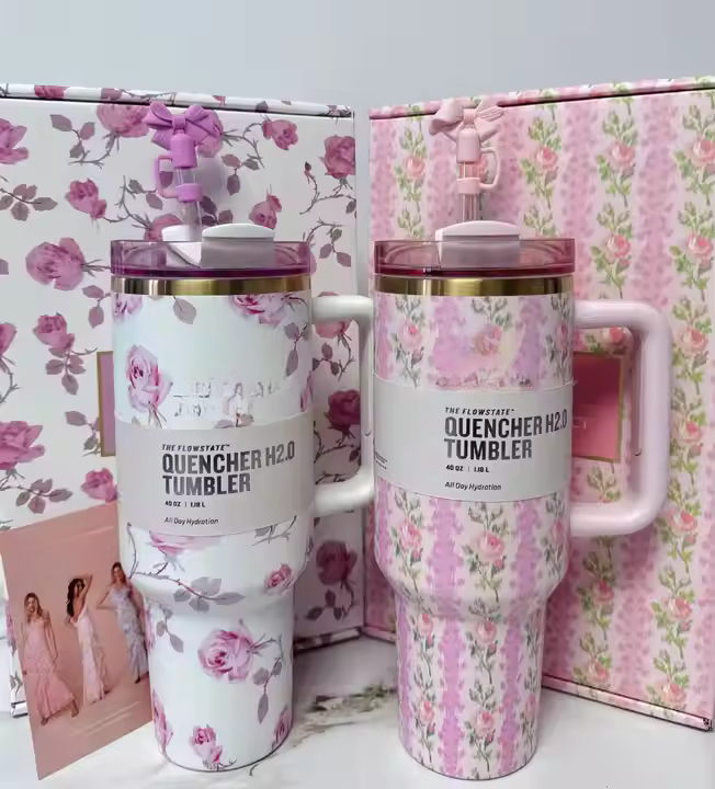Bliss Gifts 40oz Floral Stainless Steel Mug

