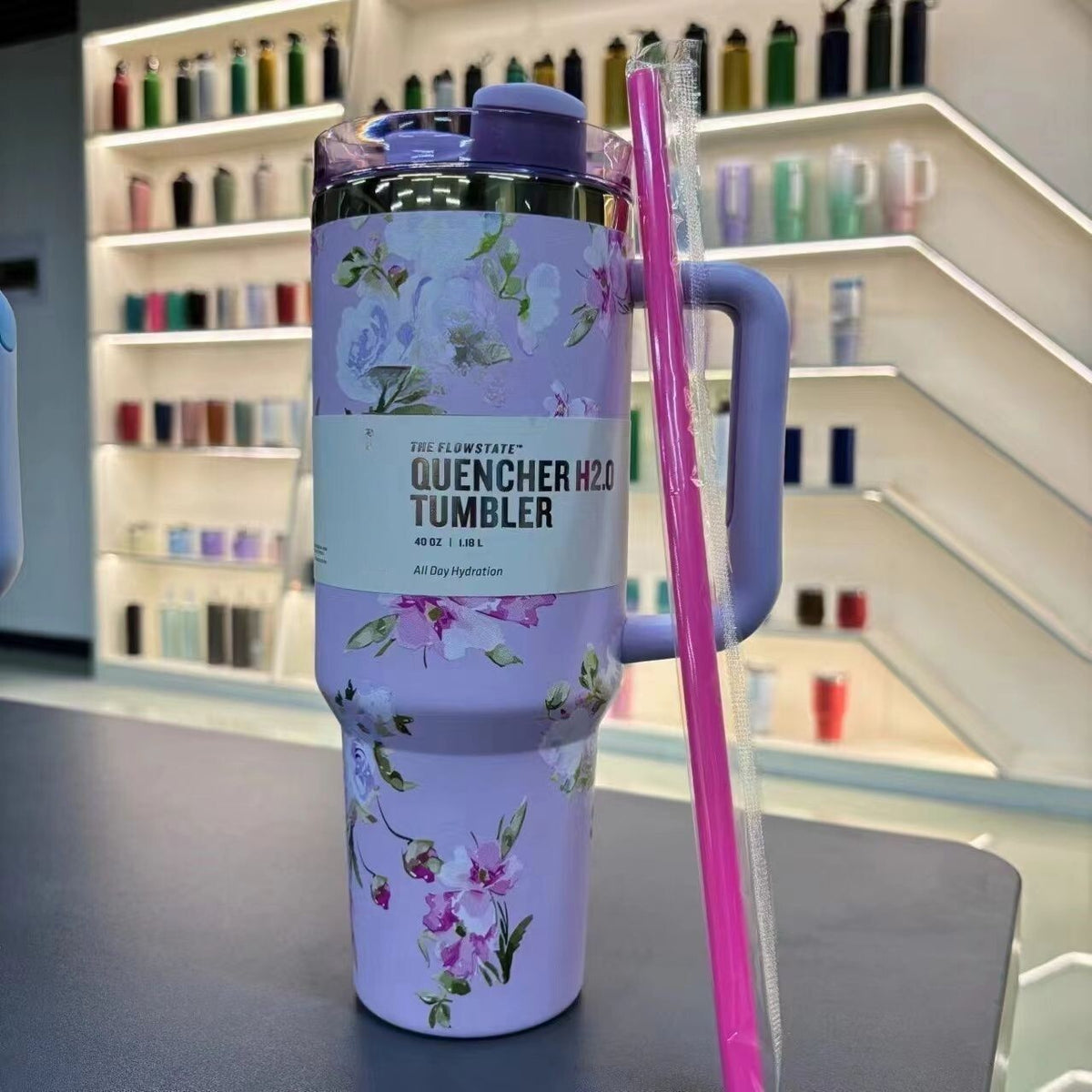 Large Floral Insulated Tumbler for Hot and Cold Drinks

