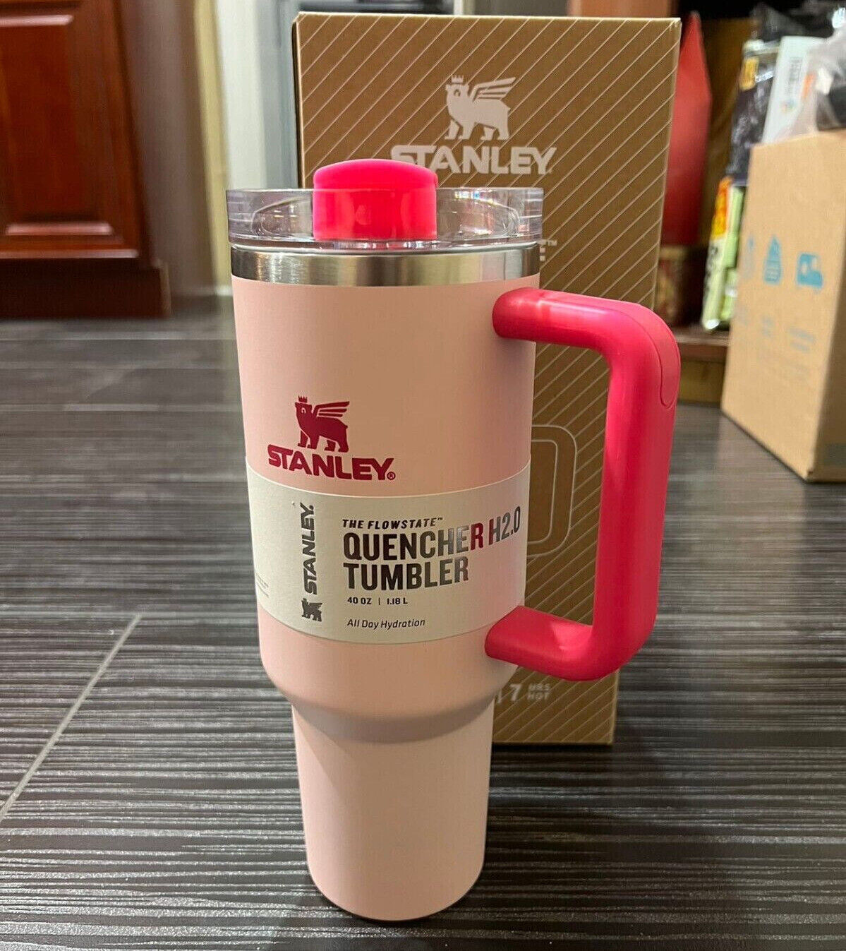 Flamingo Pink  - Winter Stanley Quencher H2.0 Flow State Tumbler 40oz Cup